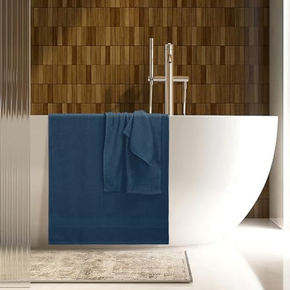 8 Piece Towel Set 100% Ring Spun Cotton, 2 Bath Towels 27x54, 2 Hand Towels 16x28 and 4 Washcloths 13x13 - Ultra Soft Highly Absorbent Machine Washable Hotel Spa Quality - Mineral Blue - color: Mineral Blue, size: 8 Piece Towel Set