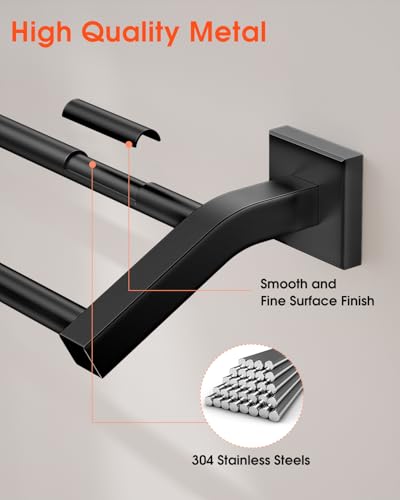 Alise Double Bath Towel Bar, 24" Towel Racks for Bathroom, Matte Black | SUS304 Stainless Steel Bathroom Towel Holder, Quick Drying Towel Hanger Towel Rod Wall Mounted, Useable Length 22.7" - color: Matte Black, size: 24-Inch (2-Bars)