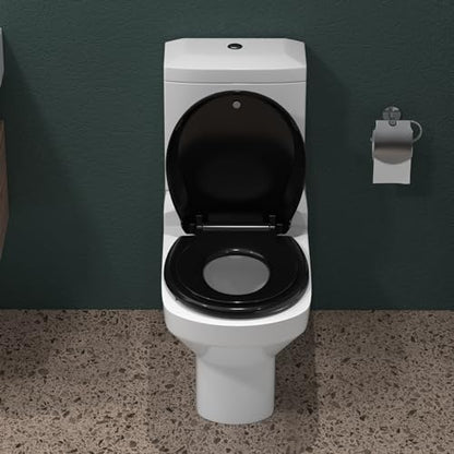 Toilet Seat with Easy Clean & Change Hinges, Quiet-Close Lid, Contoured Seat, Quick-Attach Hardware, White, 18.6"L x 14.2"W - color: Black, size: 18.6"L x 14.2"W