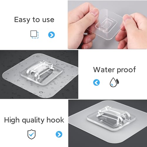 12 Pack Shower Caddy Adhesive Replacement, Waterproof Shower Shelf Adhesive Strips, Strong Adhesive Flat Hooks for Bathroom Storage Shelves and Kitchen Racks No Drilling, Clear - color: Transparent-12 Pack
