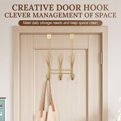 Twisted Design Over The Door Hook Rack, Over The Door Towel Rack, Door Hanger, Door Coat Hanger, Over The Door Coat Rack, for Bathroom, Bedroom or Laundry Room (Gold with 6 Hooks) - style: Gold with 6 Hooks