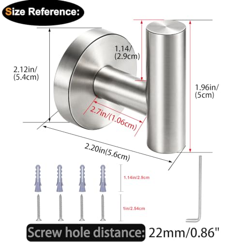 Nolimas Bathroom Towel Hooks, SUS 304 Stainless Steel Coat Hook Round Clothes Towel Coat Robe Hook Cabinet Closet Door Sponges Holder for Bath Kitchen Garage Hotel,Wall Mounted, Brushed Nickel, 4Pack - color: 4pcs Brushed Nickel