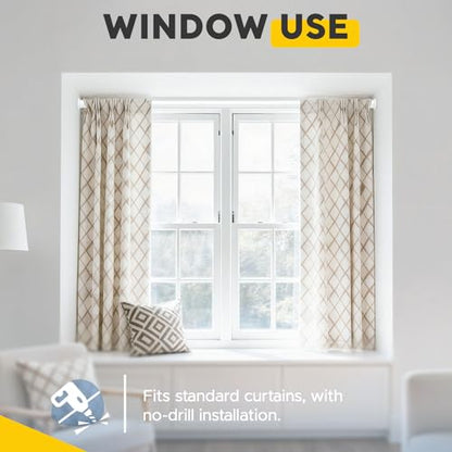 White Tension Rods 28 to 84 Inch,1"Heavy Duty Spring Tension Curtain Rod，No Slip No Drill Adjustable Shower Tension Curtain Rod for Bathroom, Window, Closet & Wardrobe - color: White, size: 28-84 inch