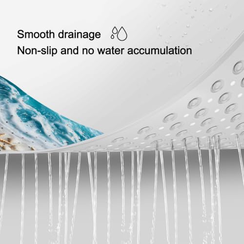 LNOND Summer Beach Bathtub Mat Non Slip, 40 X 16 Inch Tub Mat for Bathroom, Blue Waves Bath Tub Shower Mat with Drain Holes and Suction Cups - color: Blue Waves Bathtub Mat