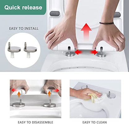 Toilet Seat - Soft Close Quick Release for Easy Cleaning, Top Fix Installation with Adjustable Hinges - Ideal for Bathroom Upgrade - size: 105