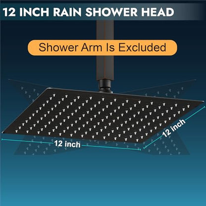 Midanya Square Rain Shower Head,High Pressure,Oil Rubbed Bronze 12 Inch | 360°Swivel,Ceiling or Wall Mount,Waterfall Full Body Coverage,Bathroom Remodel,Stainless Steel Large Rainfall Shower Head - color: Bronze, size: 12 Inch