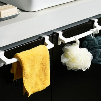 Kichvoe 4pcs Over The Door Towel Rack, Plastic Towel Bar Holder White Bathroom Organizer for Hand and Toilet，9.44 x 2.75 x 2.36 inch