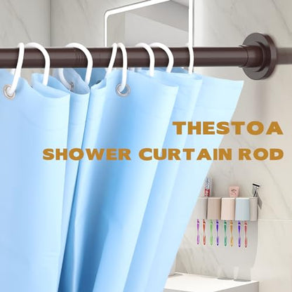 Thestoa Bronze Tension Shower Curtain Rod, 30-56 Inches with Holders | Includes adhesive holders, rustproof stainless steel, no-drilling spring tension for bathroom, closet & window - color: Bronze, size: 30"-56"