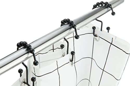 Shower Curtain Hook yyangz 12PCS Black Stainless Steel Shower Curtain Rings, Metal Double Glide Rollers Shower Hooks for Bathroom Shower Curtain Rods,Double Shower Hook - color: Black