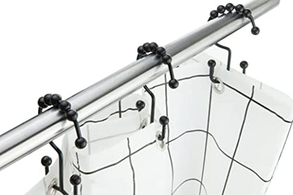 Shower Curtain Hook yyangz 12PCS Black Stainless Steel Shower Curtain Rings, Metal Double Glide Rollers Shower Hooks for Bathroom Shower Curtain Rods,Double Shower Hook - color: Black