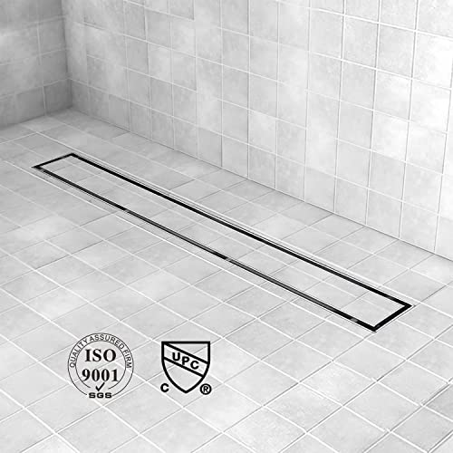 40"Linear Shower Drain Brushed Silver Drain with Tile Insert Grate | AISI 304 Stainless Steel Fast Drainage Rectangle Hidden Shower Trench,Detachable Hair Catcher Easy to install,Leveling Feet - color: Stainless Steel, size: 40 Inch (No Base)
