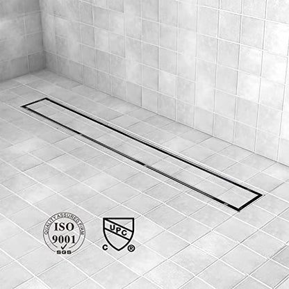 40"Linear Shower Drain Brushed Silver Drain with Tile Insert Grate | AISI 304 Stainless Steel Fast Drainage Rectangle Hidden Shower Trench,Detachable Hair Catcher Easy to install,Leveling Feet - color: Stainless Steel, size: 40 Inch (No Base)