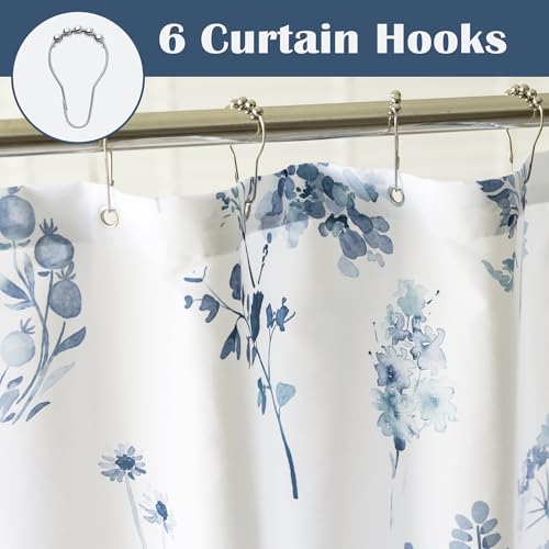 Lino Rosa Navy Blue Small Stall Shower Curtain,Waterproof Fabric Dark Blue and White Nautical Theme Ocean Shower Curtains for Bathroom Set with Hooks 36X72 - color: Blue, size: 36"W x 72"L (Pack of 1)