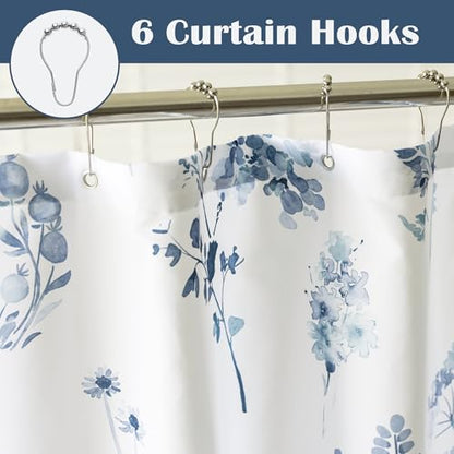 Lino Rosa Navy Blue Small Stall Shower Curtain,Waterproof Fabric Dark Blue and White Nautical Theme Ocean Shower Curtains for Bathroom Set with Hooks 36X72 - color: Blue, size: 36"W x 72"L (Pack of 1)