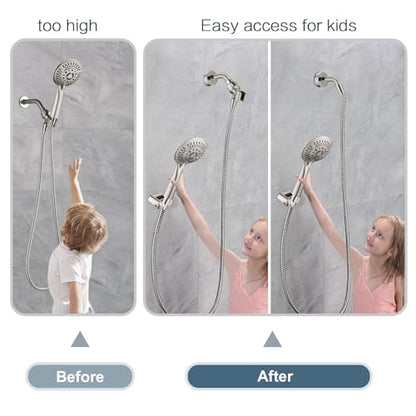 BRIGHT SHOWERS Shower Head Holder Wall Mount, Adjustable Handheld Shower Wand Holder with Universal Fit and Angle Adjustment, Brushed Nickel - color: Brushed Nickel, style: Screw Mount - Multi-Angle