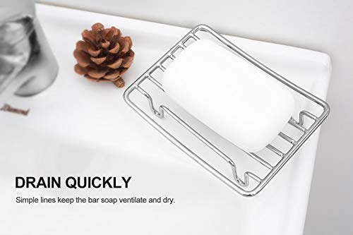 Bar Soap Dish Holder for Shower Bathroom Stainless Steel Rust Proof Self Draining, Chrome-2 Pack - color: Chrome-rectangular 2p