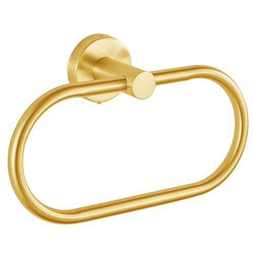 Towel Ring for Bathroom, Gold Towel Bar Hangers Wall Mount, Stainless Steel Hand Towel Holder, Modern Round Towel Hanger by Eolax - color: Gold