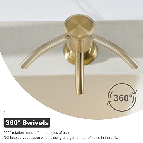 GAGALIFE Built in Sink Soap Dispenser or Lotion Dispenser for Kitchen Sink, Brushed Gold ABS Pump Head, with 17 Ounce Large PET Soap Bottle - color: Gold Brushed