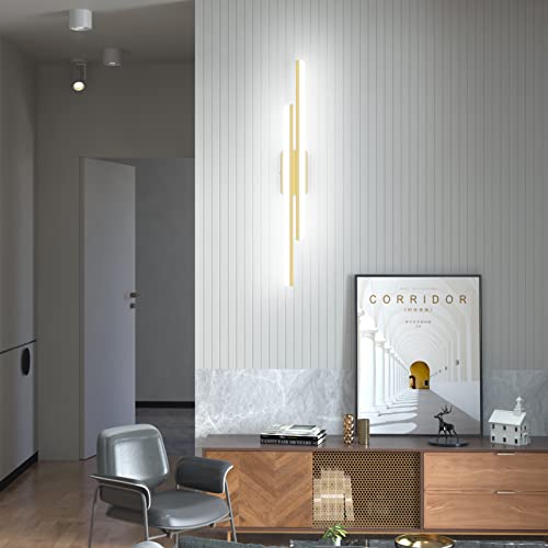 Ralbay 40" Modern LED Gold Vanity Lights 40W Frosted Aluminum Gold Bathroom Vanity Light Fixtures Over Long Mirror Modern Gold Bath Lighting 6000K White Light - color: Gold, size: 40 inch