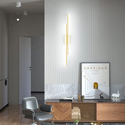 Ralbay 40" Modern LED Gold Vanity Lights 40W Frosted Aluminum Gold Bathroom Vanity Light Fixtures Over Long Mirror Modern Gold Bath Lighting 6000K White Light - color: Gold, size: 40 inch