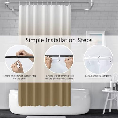 Ombre Brown Stall RV Shower Curtain with Hooks 36x72inches | Machine Washable Waterproof, Modern Solid Boho Gradient, Bathroom Dorm Hotel Room Divider, Easy to Install, Window Curtain - color: Brown, size: 36"W x 72"L (Pack of 1)