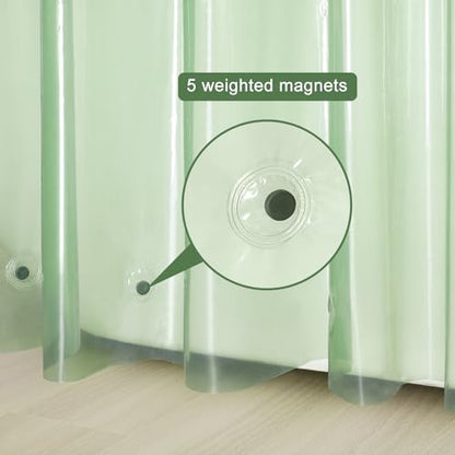 UFRIDAY Green Clear Shower Curtain Liner 72 x 72 inches,Pastic Standard Shower Curtain Liner 12 Rust Resistant Metal Grommets, 5 Weighted Magnet Hem,Mint, Green - color: Green Clear, size: 72"W x 72"L (Pack of 1)