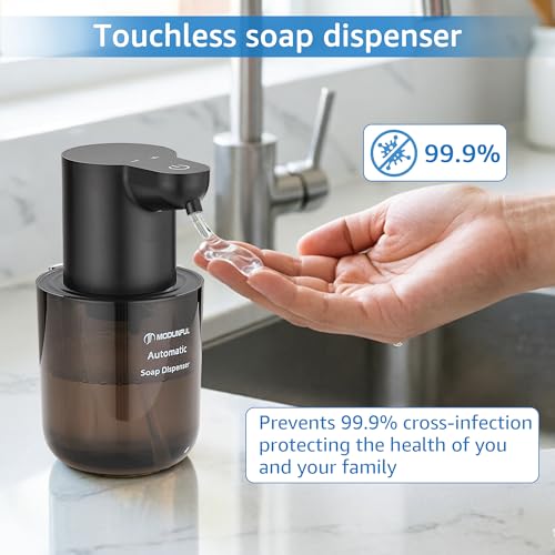 Automatic Soap Dispenser for Kitchen Sink - Wall-Mount & Countertop Black | Wall Mount Countertop, 4-Level Adjustable, Compact Transport Body, IPX5 - color: Black.l