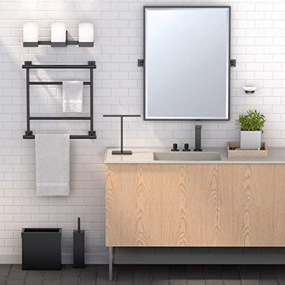 Gatco Small Bathroom Trash Can with Lid, Rectangle 3 Gallon Stainless Steel Wastebasket, Under Sink, Matte Black, for Bathroom, Bedroom, Office (1918) - color: Matte Black