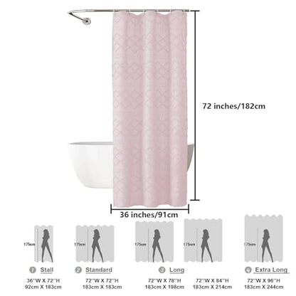 Blush Pink Stall Boho Shower Curtain, Modern Tufted Plaid Striped Narrow Half Size Fabric Shower Curtain, Farmhouse Clip Jacquard Textured Shower Curtains for Bathroom, 36" Wx72 L - color: Blush Pink, size: 36"W x 72"L (Pack of 1)