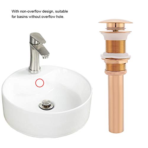 G1 1/4" Bathroom Sink Drain with Overflow Vessel Sink Lavatory Vanity Up Drain Stopper(Rose Gold)