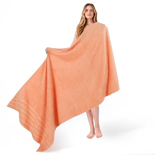 American Soft Linen 100% Cotton Luxury Turkish Towels, 35x70 XL Bath Sheet | Soft Absorbent Quick Dry OEKO Tex Standard 100 Certificated Durable Machine Washable Premium Hotel Quality - color: Malibu Peach, size: 1 Piece set
