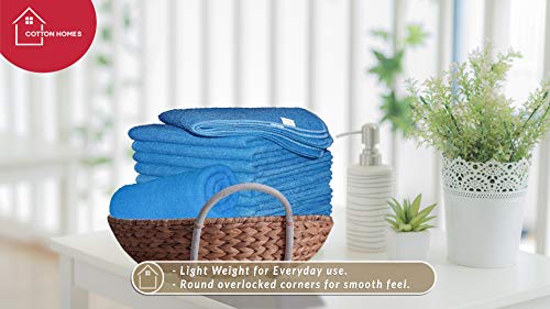 WASHCLOTH Soft Cotton Towels 11"x11" Blue - (50 Pack) with 1 Free Apron, 100% Cotton Rich Fingertip Towels, Cleaning Rags Wash Cloths for Bathroom
