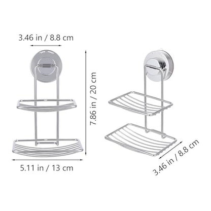 Stainless Steel Soap Holder with Powerful Vacuum Suction Cup Double Layer Suction Cup Soap Dish Holder for Bathroom Wall Mount for Shower and Sink