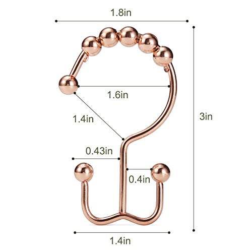 Shower Curtain Hooks, Goowin Shower Curtain Rings, Stainless Steel Shower Curtain Hooks Rust Proof Free Sliding Double Shower Hooks for Curtain, Shower Curtains & Liners (Rose Gold) - color: Rose Gold