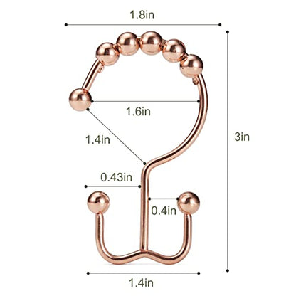 Shower Curtain Hooks, Goowin Shower Curtain Rings, Stainless Steel Shower Curtain Hooks Rust Proof Free Sliding Double Shower Hooks for Curtain, Shower Curtains & Liners (Rose Gold) - color: Rose Gold