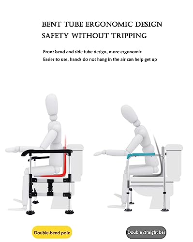 Freestanding Toilet Safety Rail - Adjustable Width and Height to fit Any Toilet, Toilet e for Seniors and Foldable Grab with Padded Handles (White) - color: White