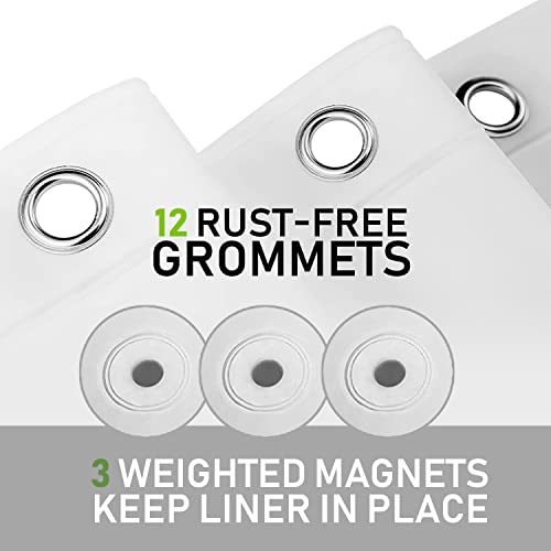Shower Curtain Liner - Heavy Duty 6 Guage PEVA - Built in 3 Weighted Magnets - 12 Aluminium Grommets (2, White, 72" x 72") - color: White