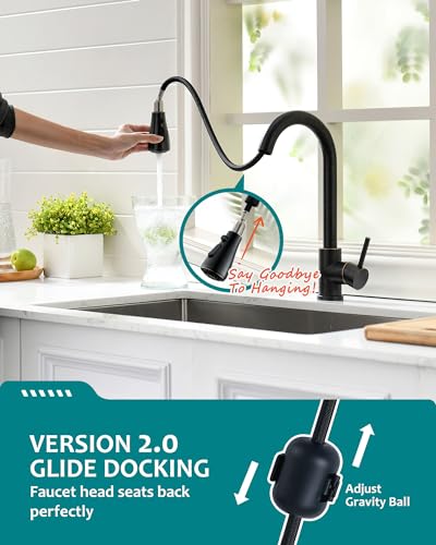 VFAUOSIT Kitchen Faucet with Pull Down Sprayer, Oil-Rubbed Bronze | cUPC and CEC Certified, Lead-Free SUS304 Steel, 3 Spray Modes, 360° Swivel, Fingerprint-Resistant Finish, Ceramic Disc Valve - color: Oil Rubbed Bronze-01