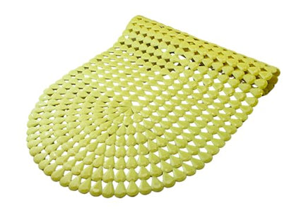 Luxury Oval Bath & Shower Mat 27" x 15" – Non-Slip PVC Bath Mat with Secure Suction Cups, Pear Diamond Design, Modern Bathroom Safety – Dependable Industries (Yellow) - color: Yellow