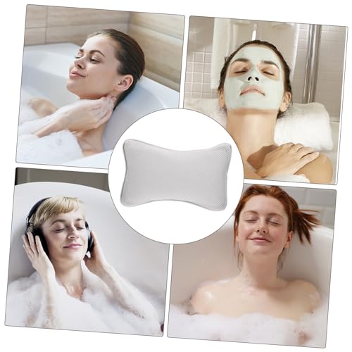 NOLITOY 1pc Non-Slip Bathtub Pillow Suction Cups for Head and Neck Support Comfortable Grey Cushion for Spa and Relaxation Bathtubs Material for Maximum Grip