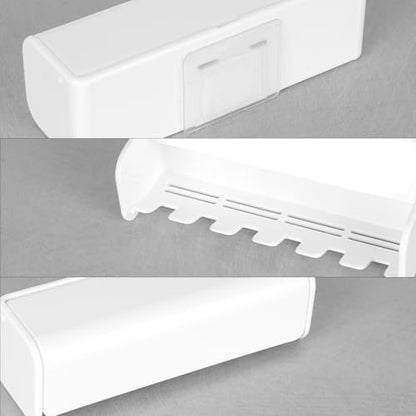 6 Slots Wall Mount Toothbrush Holder with Cover, Self Adhesive Toothbrush Storage Organizer for Shower, Toothbrush Hanger for Bathroom, Medicine Cabinet, Dorm - size: 1 Pack