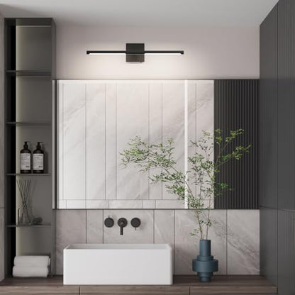Tipace Hardwired Black Vanity Light Fixtures for Bathroom - 23.6 inch 360° Rotatable Modern Bathroom Light Fixture Over Mirror 5CCT LED Wall Sconce Lighting Fixture LED Vanity Lights Bar - size: 23.6 IN-5CCT