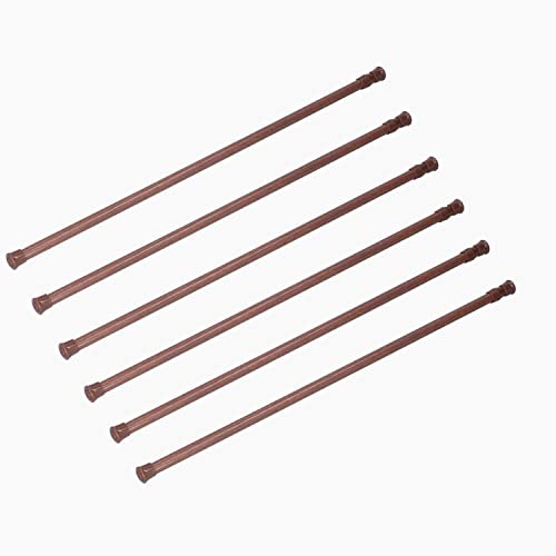 6 Pack Cupboard Bars Tension Rods 11.8-20 Inches Spring Tensions Rods Steel Adjustable Tension Curtain Rod Shower Rod Closet Rod Window Rods - color: Wood Grain, size: 11.8-20 inch