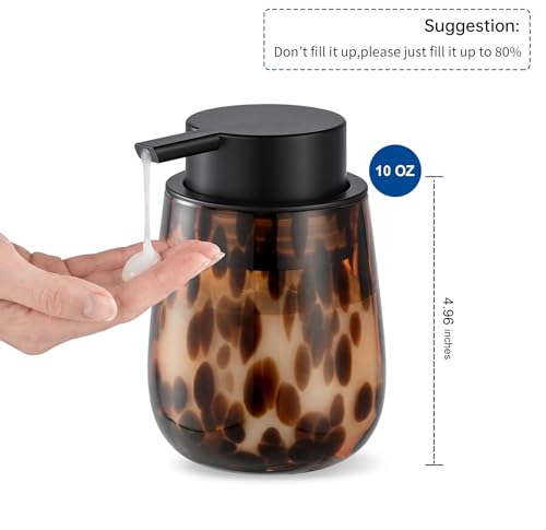 Marble Glass Liquid Soap/Lotion/Hand Sanitizer Pump Dispenser, Refillable for Kitchen and Bathroom Countertop (Amber) - color: Amber Liquid