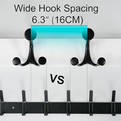 WEBI Coat Rack Wall Mount,17" Solid Wood Coat Hooks Wall Mounted Coat Hanger,16" Hole to Hole,Heavy Duty Hook Rack Rail,3 Triple Hooks for Hanging Coats,Jacket,Clothes,Hat,Backpack,White,2 Packs - color: White, size: 17 Inch(2 Pcs)