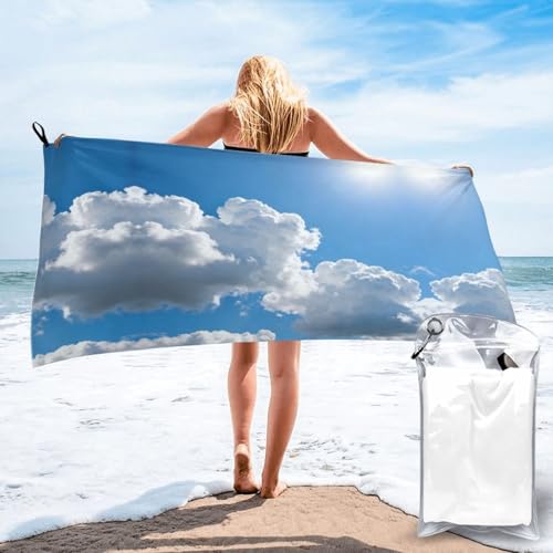 Clouds and Blue Sky Quick Dry Bath Towels - Super Soft Bath Towels for Home, Spa, Gym, Travel - color: Clouds and Blue Sky, size: 31.5"x63"
