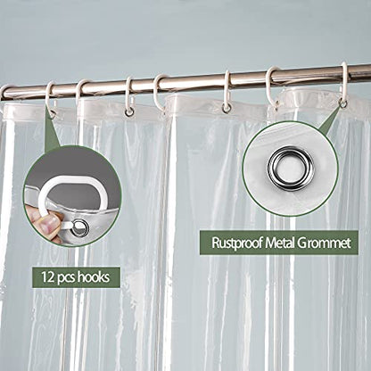 UFRIDAY 9G Clear Shower Curtain Liner 70 X 72 inches with Heavy Duty 5 Bottom Magnets Thick Shower Liner for Shower Stall, Bathtubs, Transparent - size: 70"W x 72"L (Pack of 1)