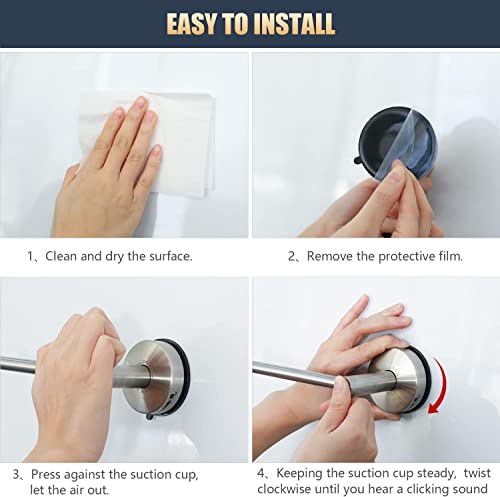 DGYB Suction Cup Towel Bar for Bathroom 17 Inch Brushed Nickel Towel Holder Stainless Steel Premium Kitchen Towel Rack Wall Mounted - color: 17in Silver Brushed Nickel