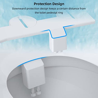Hibbent Bidet Attachment for Toilet, Non-Electric Dual Nozzle for Frontal & Rear Wash, Adjustable Water Pressure Control, Fresh Water Bidet Toilet Seat, Self Cleaning Water Sprayer, White/Chrome - color: Chrome