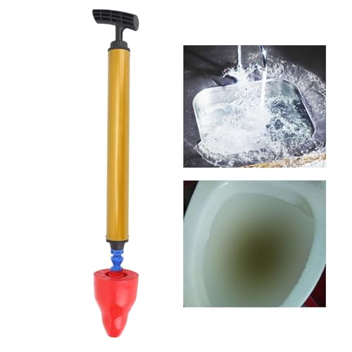 Toilet Plunger, Rubber Reusable Strong Suction High Pressure Drain Blaster Simple Saving Time and Energy Air Pump Toilet Plunger for Kitchen Bathroom Toilet (Red) - size: Red